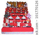 Illustration of Hina dolls with 15 people in seven rows 101770126