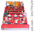 Illustration of 15 Hina dolls with gorgeous seven-tiered decoration 101770129