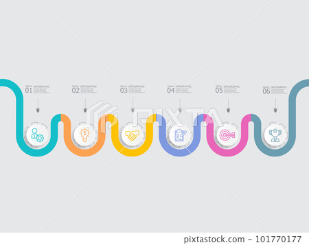 horizontal steps timeline infographic element report background 101770177