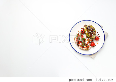 Toasts with grilled vegetables, space for text 101770406