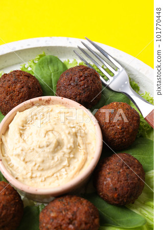 Vegetarian food concept - falafel, tasty falafel balls Vegetarian food concept - falafel, tasty falafel balls 101770448