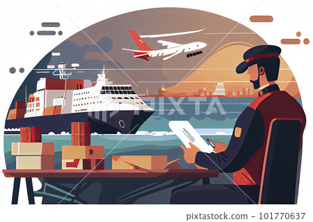 International and local shipping of freight and delivery of goods by sea or ocean 101770637