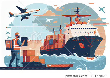 International and local shipping of freight and delivery of goods by sea or ocean 101770662