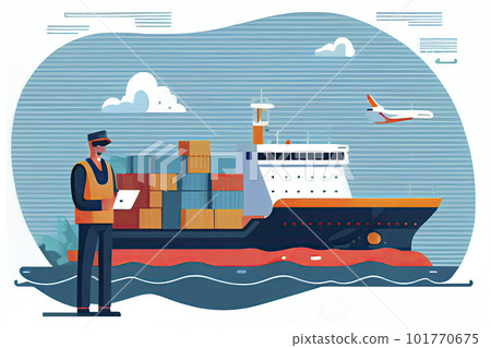 International and local shipping of freight and delivery of goods by sea or ocean 101770675