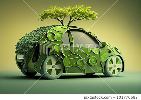 Electric car concept in green environment concept 101770682