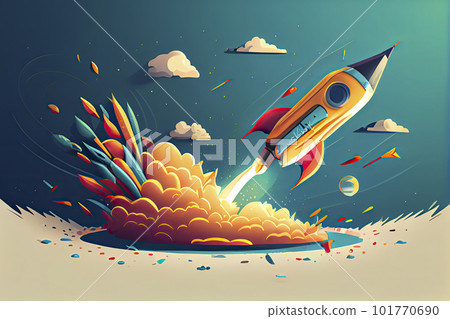 Cartoon vector illustration education concept. Education helps us go further and faster 101770690