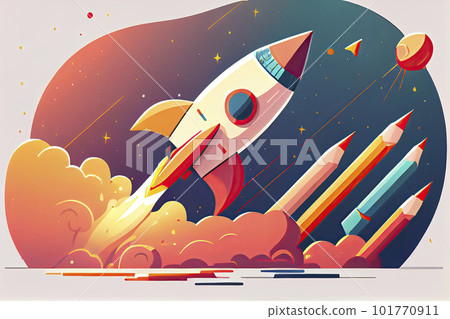 Cartoon vector illustration education concept. Education helps us go further and faster 101770911