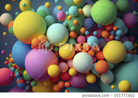 Abstract background with Colorful rainbow matte soft balls in different sizes 101771002