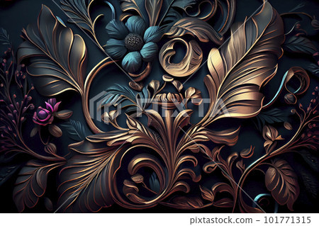 vintage 3D illustration. Dark glamorous bright background design. For wallpapers vintage 3D illustration. Dark glamorous bright background design. For wallpapers 101771315