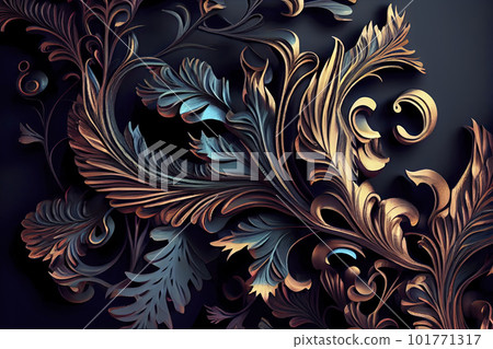 vintage 3D illustration. Dark glamorous bright background design. For wallpapers vintage 3D illustration. Dark glamorous bright background design. For wallpapers 101771317