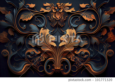 vintage 3D illustration. Dark glamorous bright background design. For wallpapers 101771320