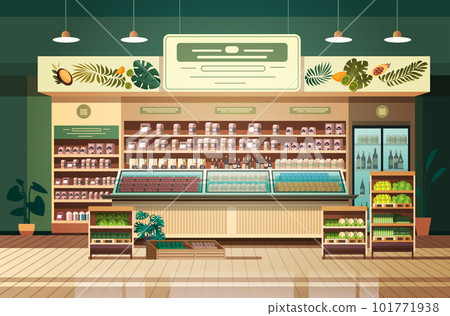 grocery supermarket with products shelves retail consumerism concept modern store interior 101771938