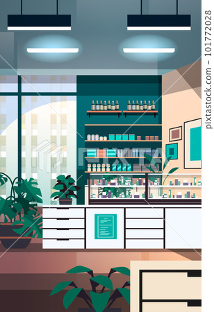 modern loft interior of cosmetology salon or open space home office with furniture for corporate or freelance work 101772028