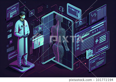 concept of medical doctors working with technology services to solve viruses and health problems 101772194