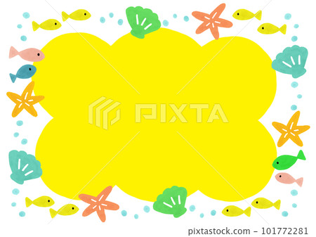 可愛的夏季海洋生物的框架 101772281
