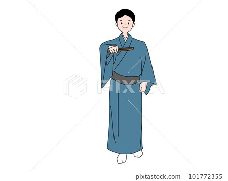 拿著折扇練習日本舞的男人 101772355