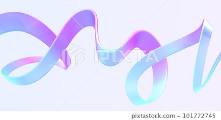 Holographic ribbon swirl wave line isolated on abstract background 3d render. Iridescent neon foil hologram shape with gradient pink, blue and purple texture in motion, splash curve. 3D illustration Holographic ribbon swirl wave line isolated on abstract background 3d render. Iridescent neon foil hologram shape with gradient pink, blue and purple texture in motion, splash curve. 3D illustration 101772745