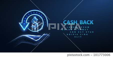 Cashback. Coin with dollar sign and back arrow. 101773006