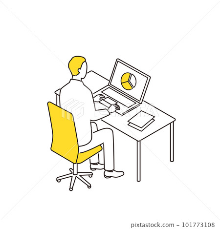 Businessman working at desk laptop computer 101773108