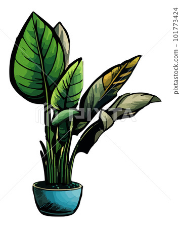 Cartoon flat different indoor potted decorative houseplants for interior home 101773424