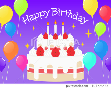 birthday cake and balloon celebration illustration 101773583