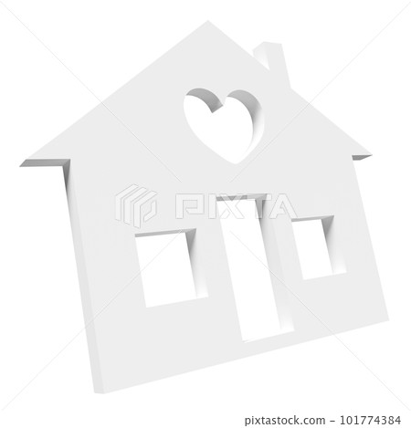 paper house icon isolated. real estate trading, quality guarantee concept, 3d render illustration 101774384
