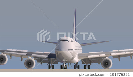 View of a large passenger airliner taking off. Vector. 101776231