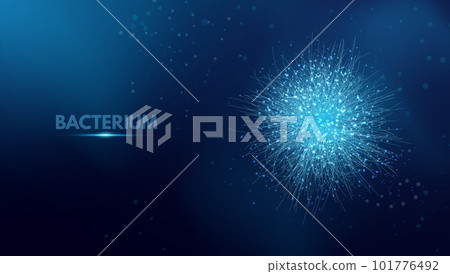 Bacterium. Vector abstract microscopic medical illustration of blue bacteria types, virus or spore close up on dark background. Concept for science, technology, medicine. Vector illustration. Bacterium. Vector abstract microscopic medical illustration of blue bacteria types, virus or spore close up on dark background. Concept for science, technology, medicine. Vector illustration. 101776492