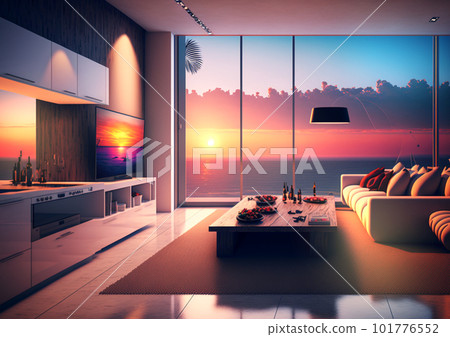 dining kitchen with sunset view dining kitchen with sunset view 101776552