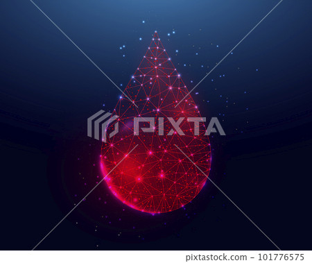 Blood drop. World blood donors day concept. Banner template with glowing low poly. Futuristic modern abstract. Vector illustration Blood drop. World blood donors day concept. Banner template with glowing low poly. Futuristic modern abstract. Vector illustration 101776575