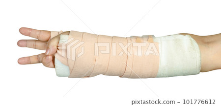 Hand making physical therapy to broken wrist from accident isolated 101776612