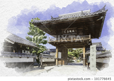 鳥取縣米子市米子市瑞泉寺水彩畫風格 鳥取縣米子市米子市瑞泉寺水彩畫風格 101776645