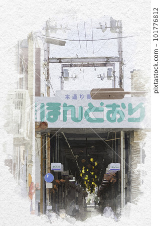 水彩風格米子下町本通商店街鳥取縣米子市 水彩風格米子下町本通商店街鳥取縣米子市 101776812