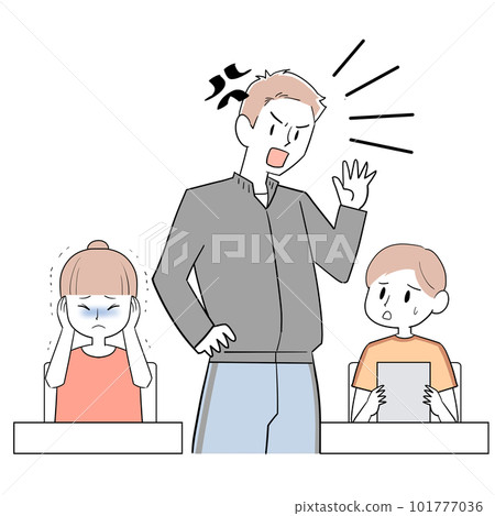 嚴厲責罵的老師和害怕的一年級學生 101777036