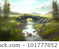 Natural scenery with a stone bridge 101777052