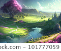 Grasslands that feel the arrival of spring 101777059