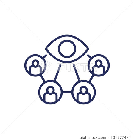 viewers, audience line icon on white viewers, audience line icon on white 101777481