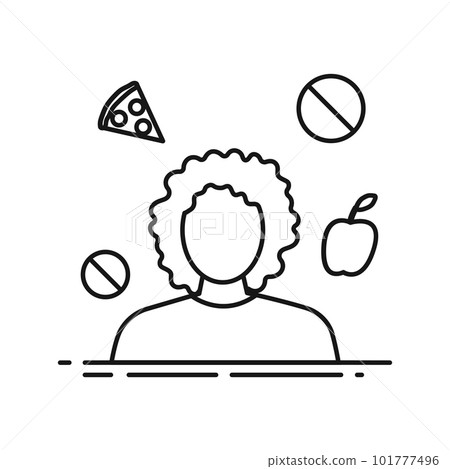Diet sign. It is forbidden to eat fast food. Healthy food icon Diet sign. It is forbidden to eat fast food. Healthy food icon 101777496