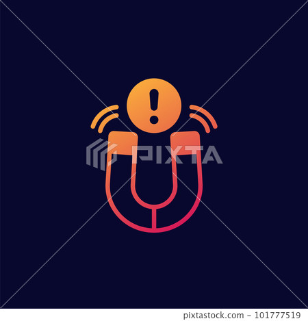 magnetic field warning icon with magnet, vector 101777519