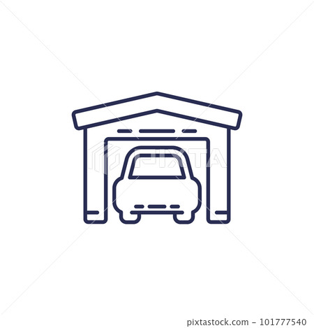 Garage line icon with a car, vector Garage line icon with a car, vector 101777540