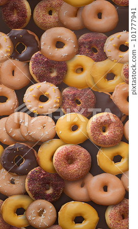 AI generated Colorful donuts background. Top view. Flat lay. Food background 101777941