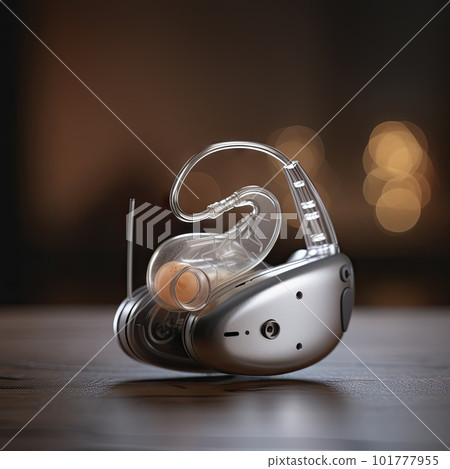 AI generated Modern digital hearing aid for deafness and deafness on the table 101777955