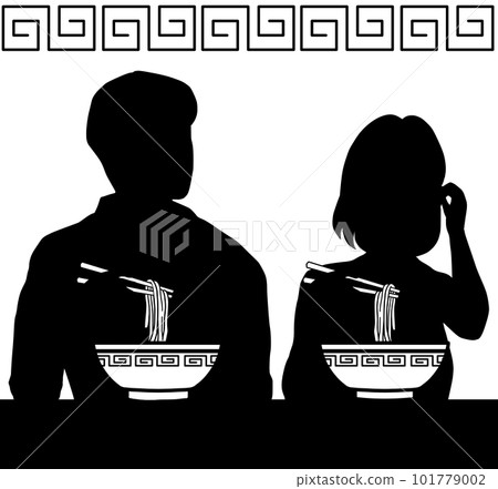 Silhouette of man and woman eating ramen Silhouette of man and woman eating ramen 101779002