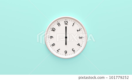 White wall clock isolated on green background. White wall clock isolated on green background. 101779252