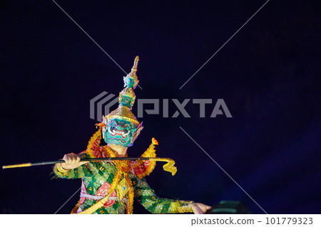 Demon King Ravana (Tossakan) in the Lao Ramayana Masque Demon King Ravana (Tossakan) in the Lao Ramayana Masque 101779323