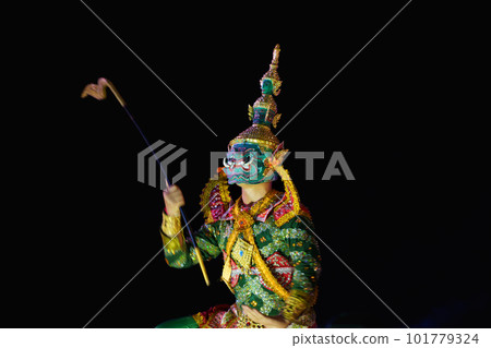 Demon King Ravana (Tossakan) in the Lao Ramayana Masque 101779324