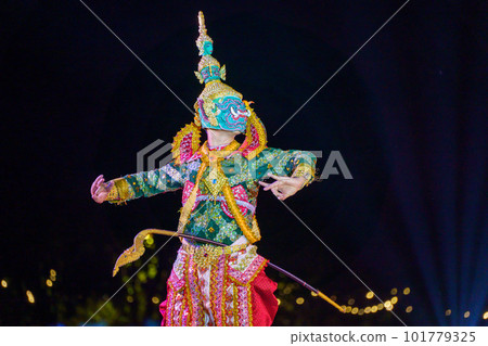Demon King Ravana (Tossakan) in the Lao Ramayana Masque 101779325