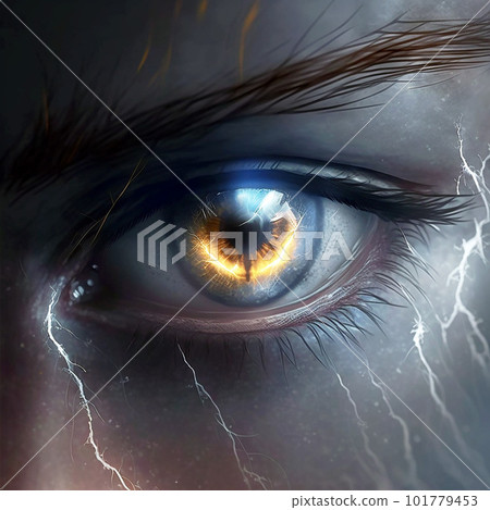 Close-up of eyes full of motivation wrapped in electric shock 101779453