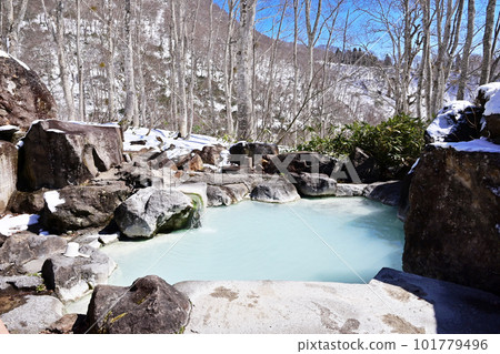 露天浴池風景、湧出的溫泉水、黃金溫泉、悠閒溫泉、露天浴池、溫泉形象、新潟旅遊景點 101779496