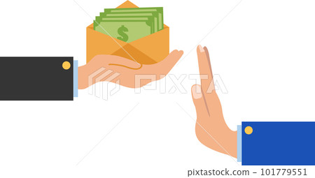 Stop corruption icon on white background. anti bribery concept. Business man refusing money offered sign. flat style. Stop corruption icon on white background. anti bribery concept. Business man refusing money offered sign. flat style. 101779551